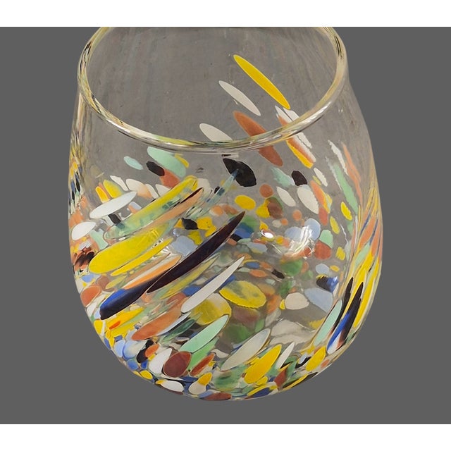 Late 20th Century Hand Blown Art Glass Confetti Highball Tumbler Glasses - Set of Four For Sale - Image 4 of 9
