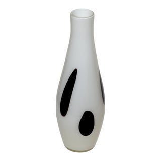 White and Black 2000's Art Glass Vase For Sale