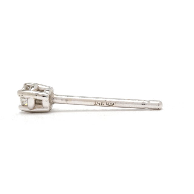Dainty Tiny Diamond Studs, 14k White Gold, Width 2.3 Mm, Pair For Sale - Image 4 of 5