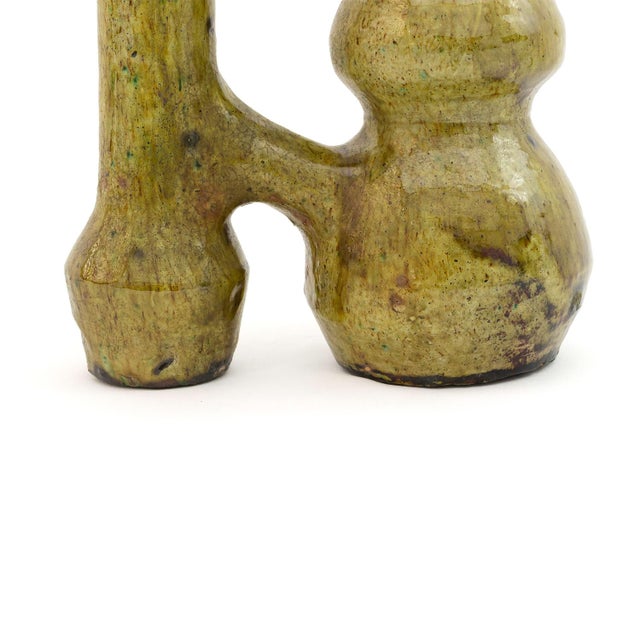 Ceramic Handcrafted Sculpture with Tamegroutes Green Glaze by Azele Studio For Sale - Image 7 of 8