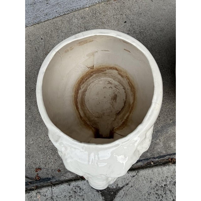 Pair Vintage Ceramic Roaring Tiger Bear Head Planters MCM Hollywood Regency For Sale - Image 11 of 15