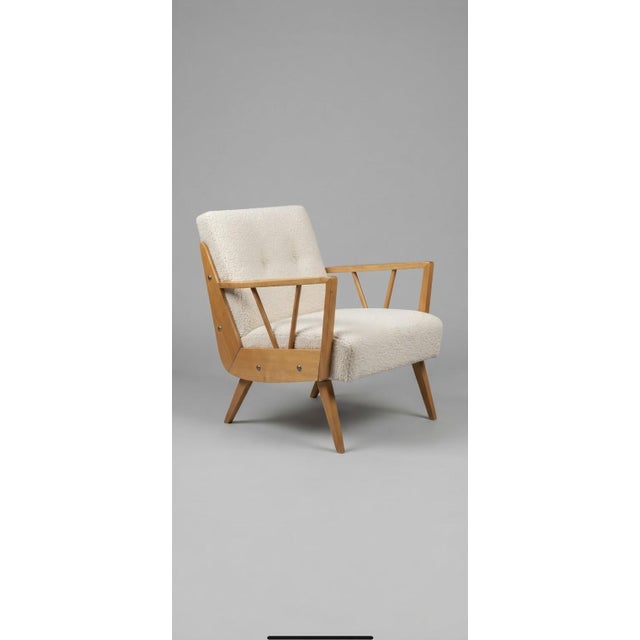 1960s Mid-Century Modern Hungarian Lounge Chairs in Off-White Bouclé by Bodnár János for Bubiv, 1970s, Set of 2 For Sale - Image 5 of 6