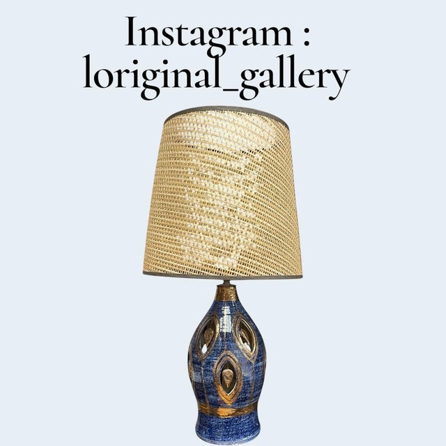 Rare piece in blue and gold / Double lighting / Signed This piece has an attribution mark, I am sure that it is completely...