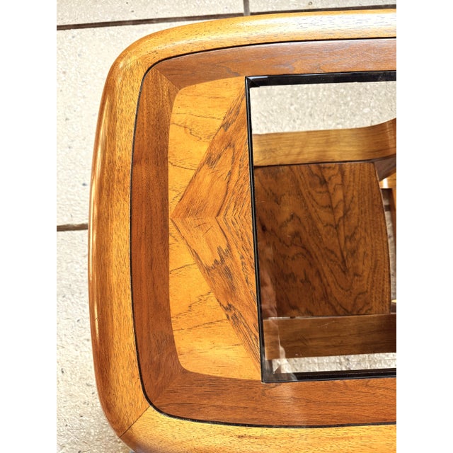 70's MCM Mersman Oak Smoked Glass End Table For Sale In Savannah - Image 6 of 14