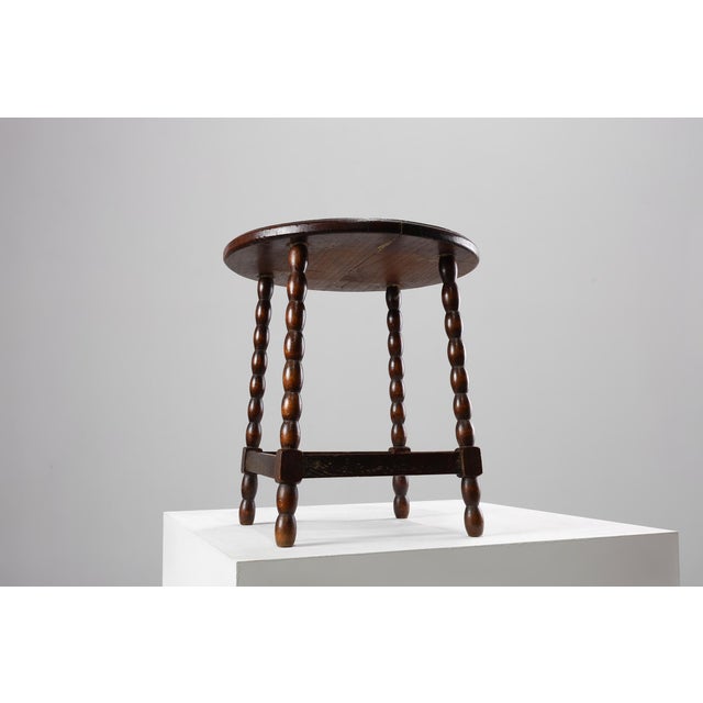 Antique French Provincial Rustic Stool in Oak, 1900s For Sale - Image 4 of 11