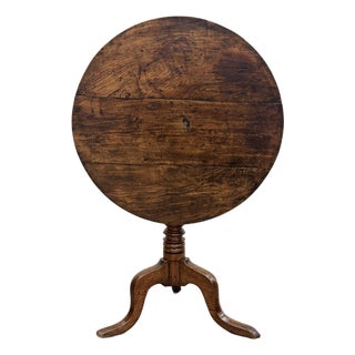 Antique Late 18th C Round English Walnut Tilt-Top Table For Sale