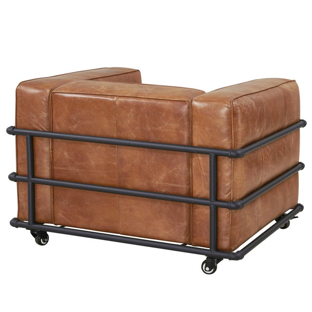 Henry Industrial Modern Leather Sofa - Micheal Cherry For Sale - Image 15 of 15