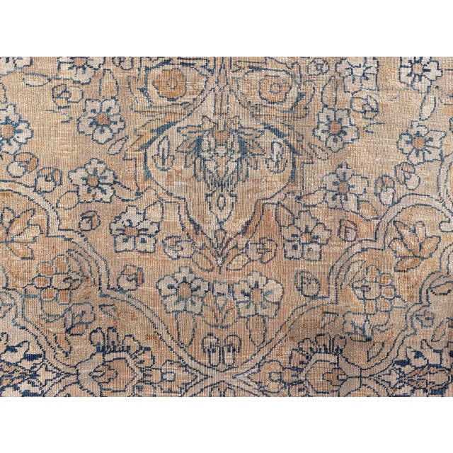 Authentic Persian Kirman Botaic Beige, Blue Handmade Wool Rug For Sale In New York - Image 6 of 7