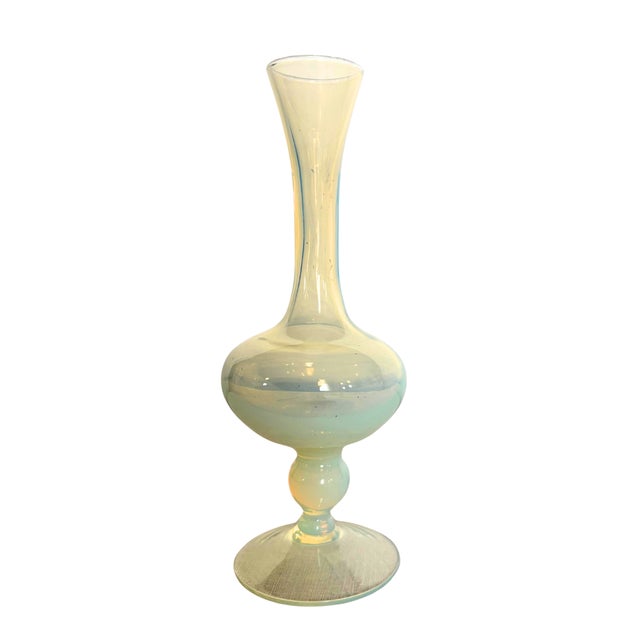 Vintage French White Opaline Lamp from Lampe Berger and Opalescent Soliflore Vase, 1950, Set of 2 For Sale - Image 6 of 9