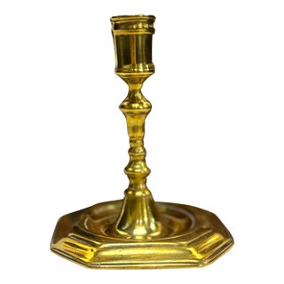 Single Diminutive Early 18th C. Queen Anne Octagonal English Brass Taperstick | Candlestick For Sale