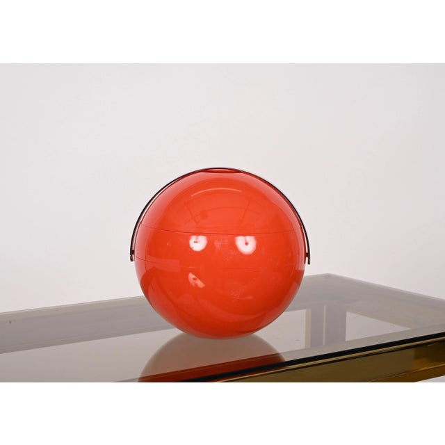 Mid-Century Italian Orange Plastic Ball-Shaped Ice Bucket from Guzzini, 1970s For Sale - Image 13 of 18