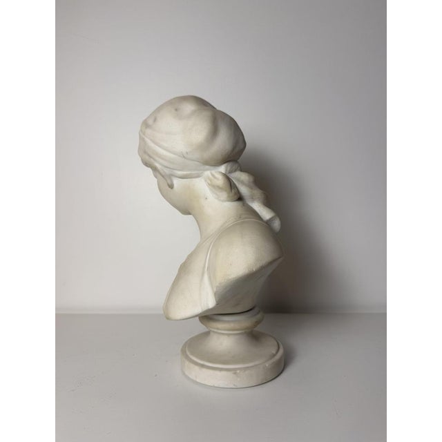 Sculpture Bust of Young Woman, 1800s, Marble For Sale - Image 9 of 15