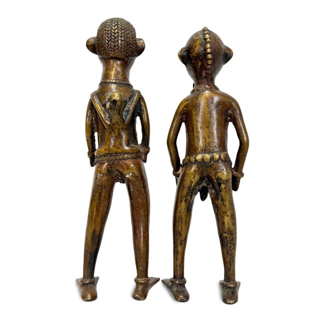 Old Antique Pair of Bronze Tikar Figures For Sale - Image 4 of 9