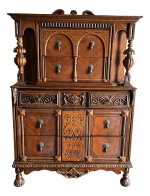 Antique Jacobean Tiger Oak Hutch