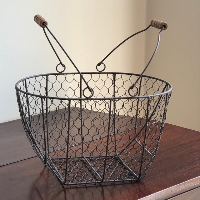 Large Antique Wire Egg Basket Chairish