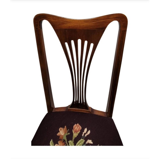 Vintage American Mahogany and Inlay Needlepoint Upholstered Chair