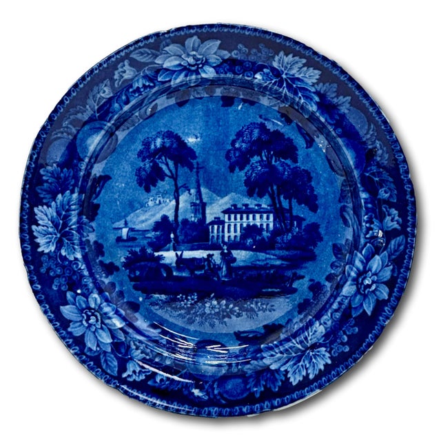 Stunning & Rare Antique Original Set of 9 Dark Flow Blue English Staffordshire 10 Inch Dinner Plates Circa 1830s For Sale - Image 16 of 17