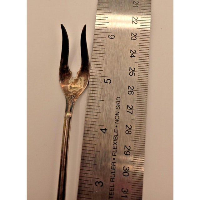Silver Wm. Rogers & Son Lady Fair 6 Inch Silver-Plated Vintage Cocktail Pickle Fork For Sale - Image 8 of 8
