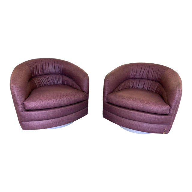 1980s Thayer Coggin Swivel Chairs Attributed to Milo Baughmann - a Pair For Sale
