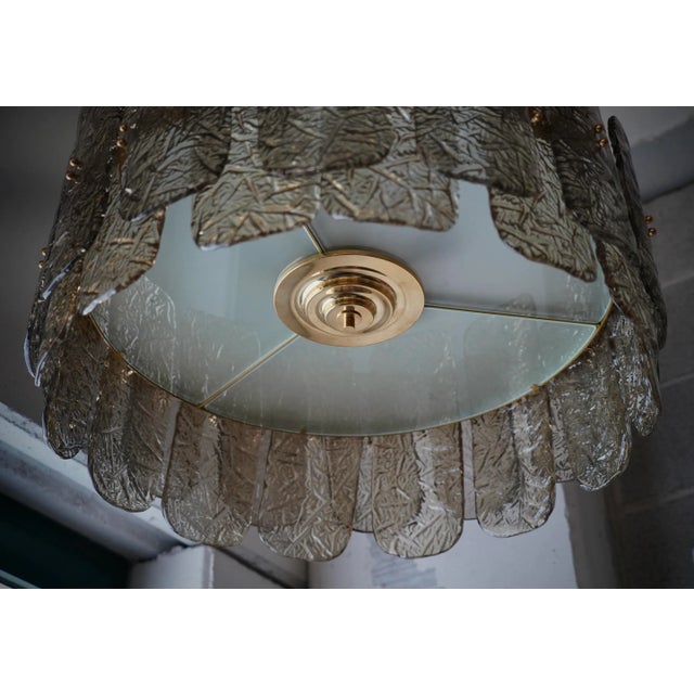 Early 21st Century Chandelier in Smoky Art Glass and Brass, 2000 For Sale - Image 5 of 10
