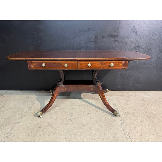 Georgian Inlaid Mahogany Sofa Table, 1820 For Sale - Image 6 of 18