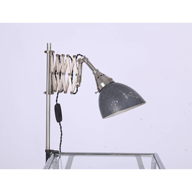 Bauhaus Nickel-Plated Scissor Accordion Table Lamp, 1930s, in Good conditions. Designed 1920 to 1949 European Plug (up to...