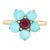 Turquoise Pink Tourmaline Flower Ring Sz 6.5 18k Yellow Gold Fine Jewelry For Sale