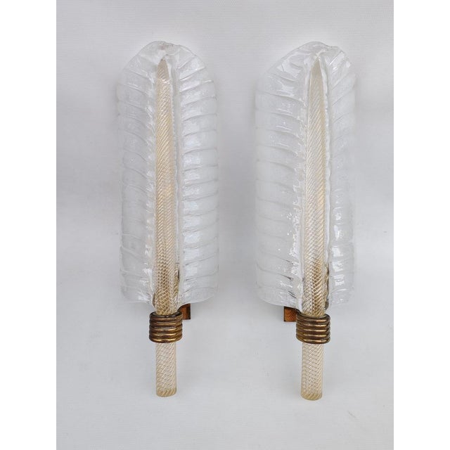 Murano Glass Wall Lights from Barovier & Toso, 1950s, Set of 2 For Sale - Image 3 of 11