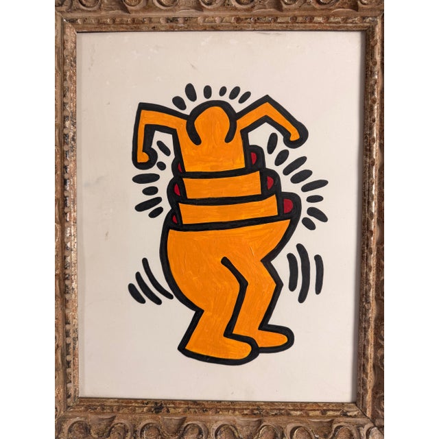 Keith Haring Keith Haring School, Cup Man, Oil on Paper, 1992 For Sale - Image 4 of 8
