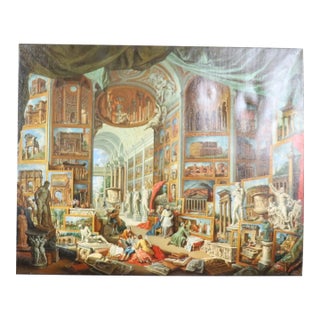 Superb Renaissance Italian Scenic Painting "Gallery With a View of Ancient Rome" For Sale