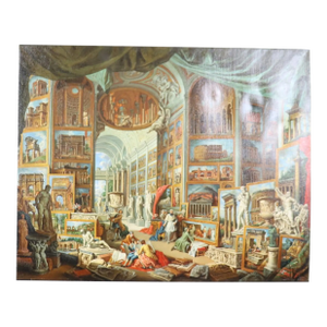 Superb Renaissance Italian Scenic Painting "Gallery With a View of Ancient Rome"