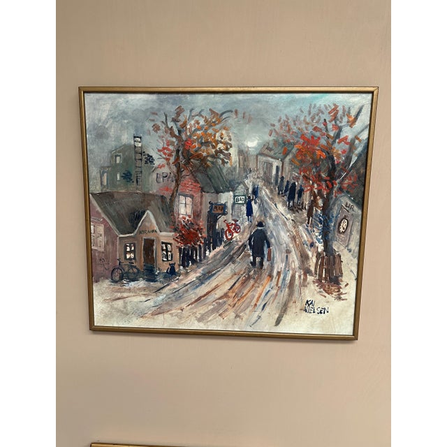 Kai Nielsen, Bygatan, Framed, 1950s, Oil Painting on Panel, Framed For Sale - Image 13 of 18