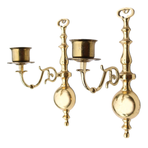Vintage Solid Brass Ornate Colonial Style Sconces - Set of 2