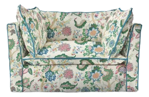 Sophie Conran Coco Loveseat with Knife Edge Cushion in Kitty Spring Green with Velvet Trim