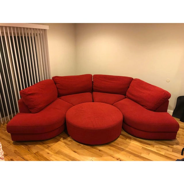 Thayer Coggin "Radius” Red Sectional & Ottoman circa 2006 Everything original from the manufacturer Back cushions are...
