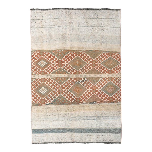 Small Decorative Vintage Kilim Rug - 3`6″ X 5`4″ For Sale