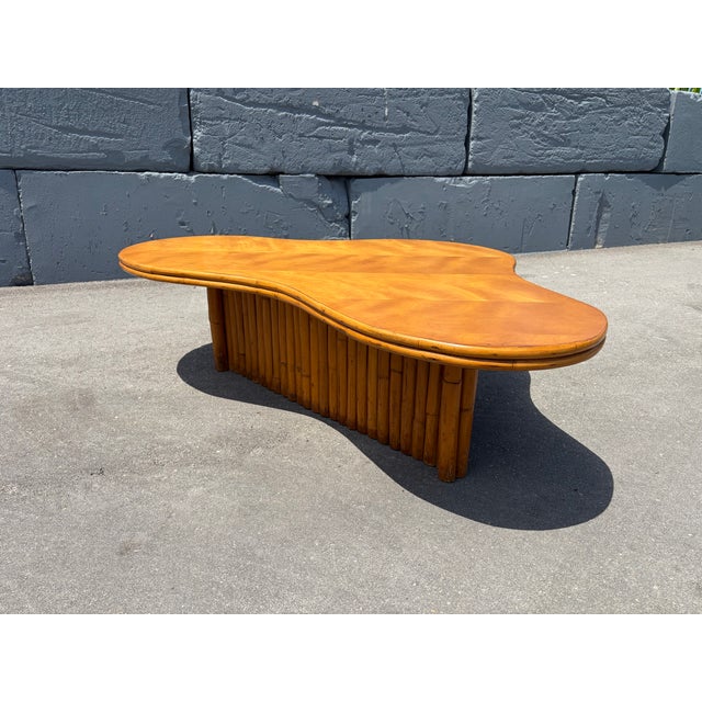 Large Rattan Biomorphic Coffee Table, Usa 1950 For Sale - Image 14 of 17