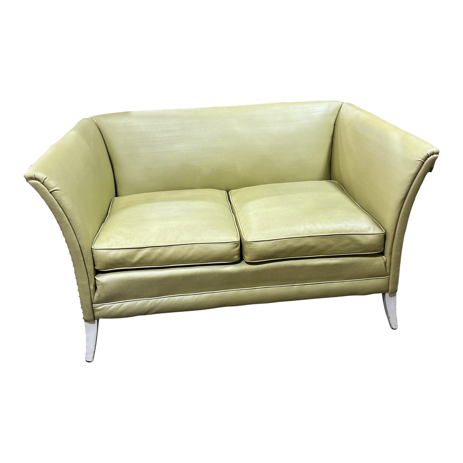 Vintage Celadon Vinyl Loveseat Chairish