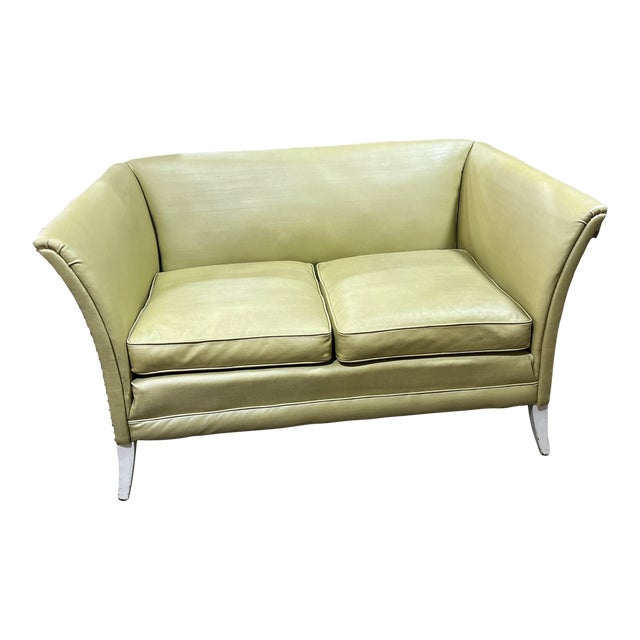 Vintage Celadon Vinyl Loveseat Chairish