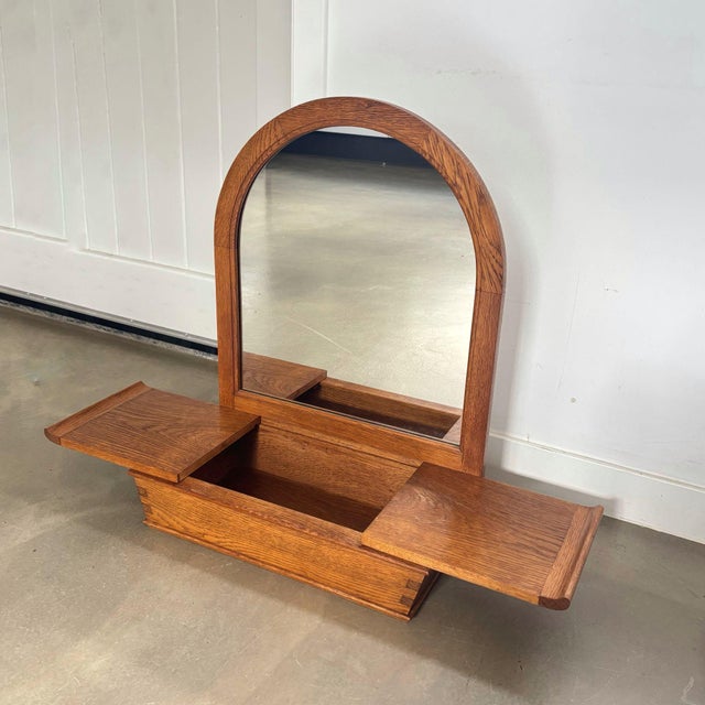 1980s Vintage Dutch Wooden Mirror with Storage Unit, 1986 For Sale - Image 5 of 9