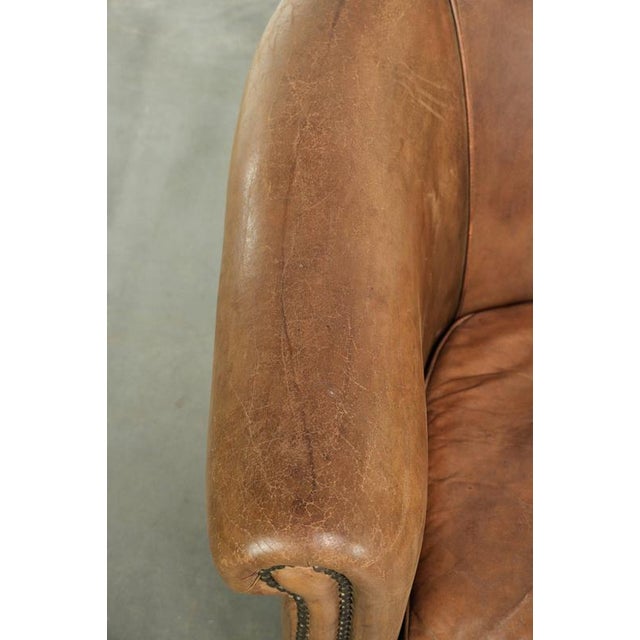Vintage Sheepskin Club Armchair in Light Cognac For Sale - Image 7 of 13
