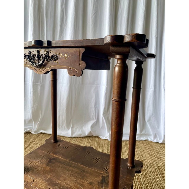 French Art Nouveau Walnut Side Table, 1890s For Sale - Image 6 of 18