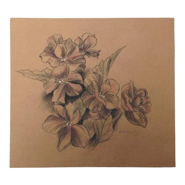 Kathleen Ney Floral I on Kraft Paper Drawing Chairish
