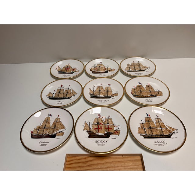 Wandteller the Ships of Discovery from Royal Worcester, 1970s, Set of 9 For Sale - Image 6 of 8