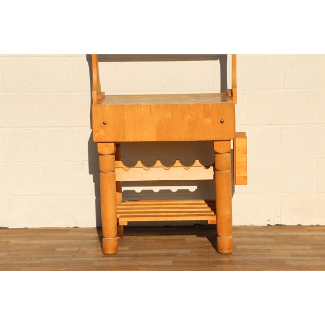 Farmhouse Vintage I. Magnin Solid Wood Butcher Block Baker’s Rack Kitchen Workbench For Sale - Image 3 of 18