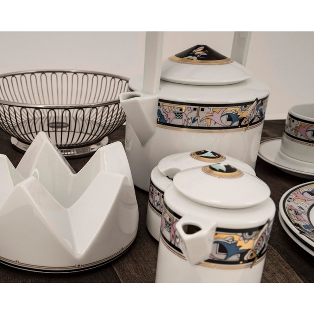 Art Deco Cantana Najade Tête-À-Tête for Two on Wooden Tray from Fürstenberg & Alessi, 1980s For Sale - Image 13 of 17