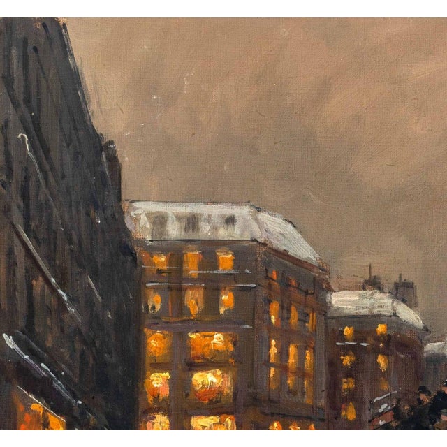 Modern Edouard Cortes Place De Clichy in the Evening Oil For Sale - Image 3 of 10