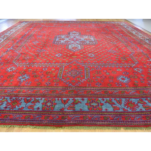 Traditional Vintage 1920s Turkish Oushak Red Rug For Sale - Image 3 of 11