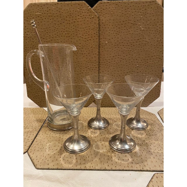 Metal 1980s Arte Italica Pewter and Crystal Martini Set- 6 Pieces For Sale - Image 7 of 9