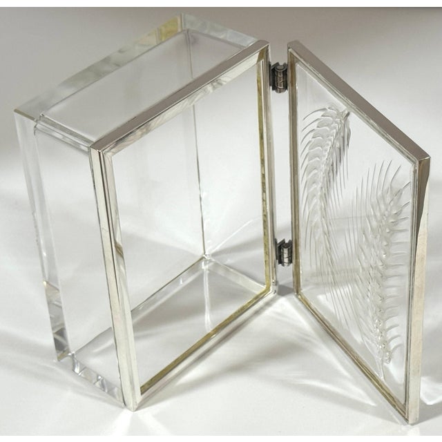 Modern Lalique "Épis" Crystal and Silver-Plated Table Box, France, Circa 1980s For Sale - Image 3 of 14